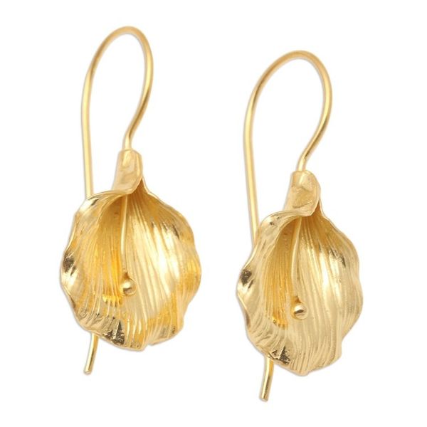 Alternate image for Handmade Gold-Plated Floral Drop Earrings Thunbergia Flower