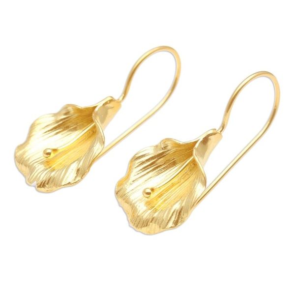 Alternate image for Handmade Gold-Plated Floral Drop Earrings Thunbergia Flower