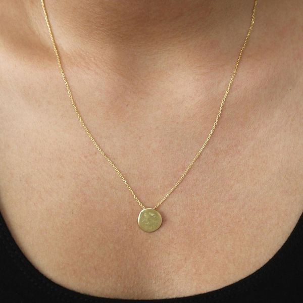 Alternate image for Gold-Plated Sterling Silver Round Pendant Necklace Meditation Coin
