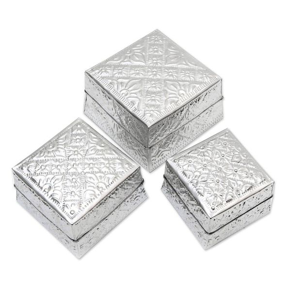 Alternate image for Artisan Crafted Decorative Aluminum Boxes Set of 3 Lempuyang Sunset in Medium