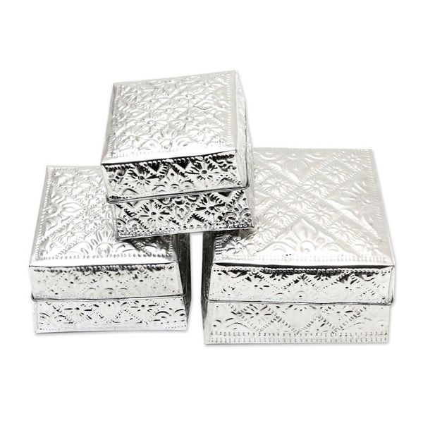 Alternate image for Artisan Crafted Decorative Aluminum Boxes Set of 3 Lempuyang Sunset in Medium