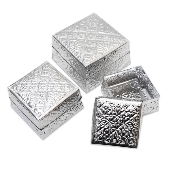 Alternate image for Artisan Crafted Decorative Aluminum Boxes Set of 3 Lempuyang Sunset in Medium