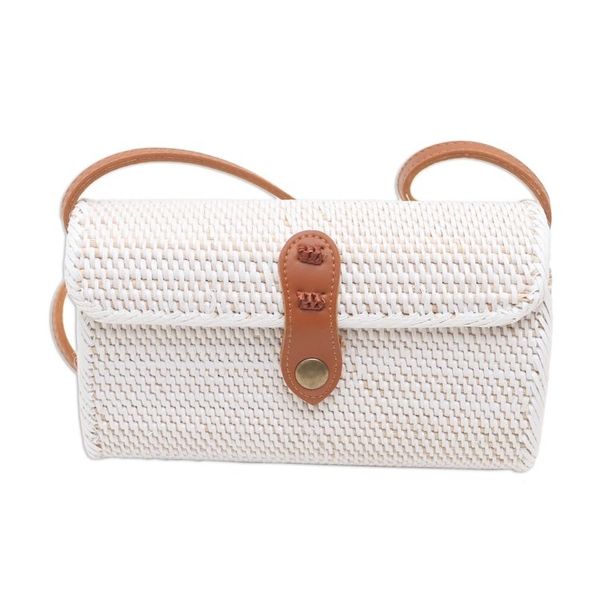 Alternate image for Woven Bamboo and Leather Sling Bag Everyday Weave