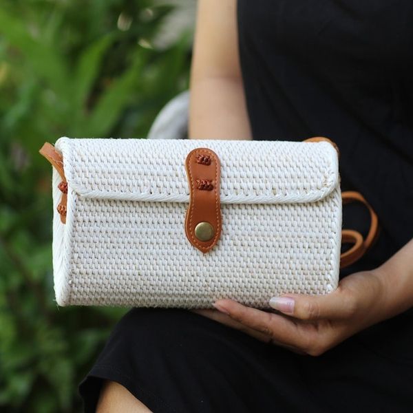 Alternate image for Woven Bamboo and Leather Sling Bag Everyday Weave