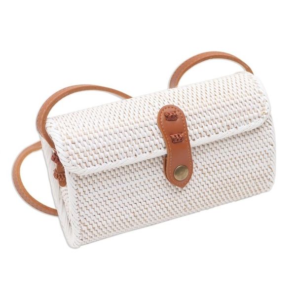 Alternate image for Woven Bamboo and Leather Sling Bag Everyday Weave