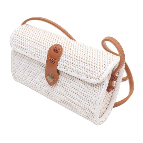 Alternate image for Woven Bamboo and Leather Sling Bag Everyday Weave