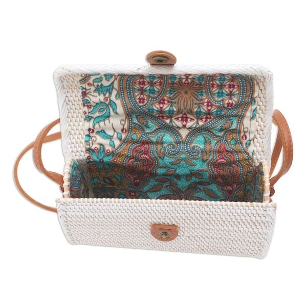 Alternate image for Woven Bamboo and Leather Sling Bag Everyday Weave