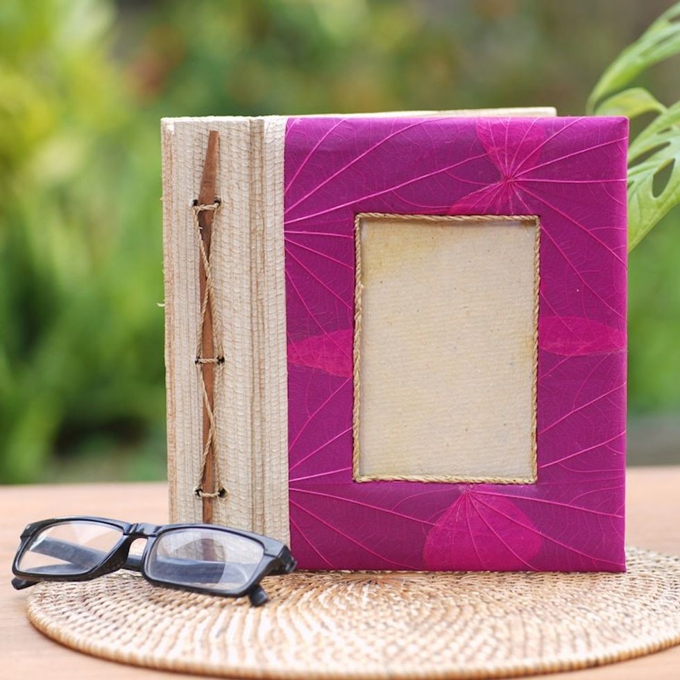 Pink Natural Fiber Leaf-Motif Photo Album 'Autumn Spirit in Pink'