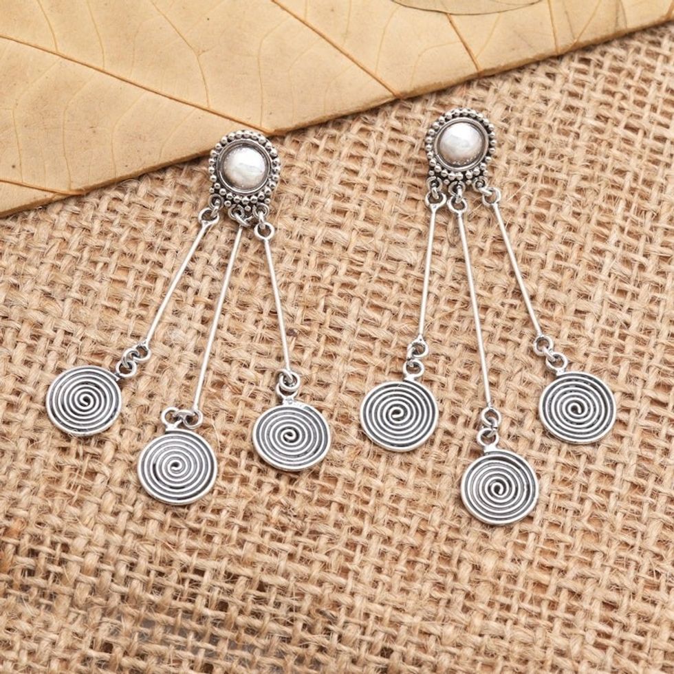 Artisan Made Sterling Silver Dangle Earrings 'Sweet Lolly'