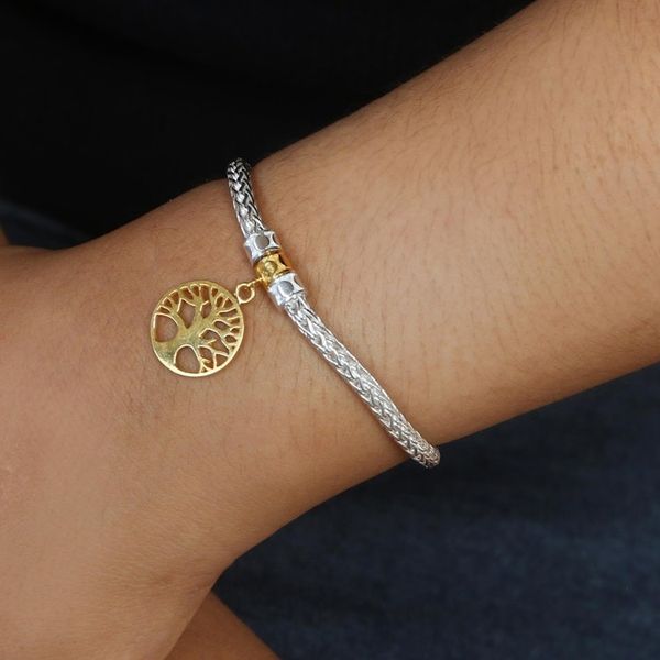 Alternate image for Hand Made Gold-Plated Sterling Silver Charm Bracelet Tall Tree in Gold