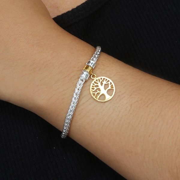 Alternate image for Hand Made Gold-Plated Sterling Silver Charm Bracelet Tall Tree in Gold