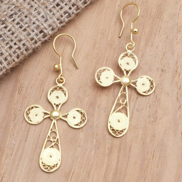 Alternate image for Handmade Gold-Plated Dangle Earrings Calm Peak
