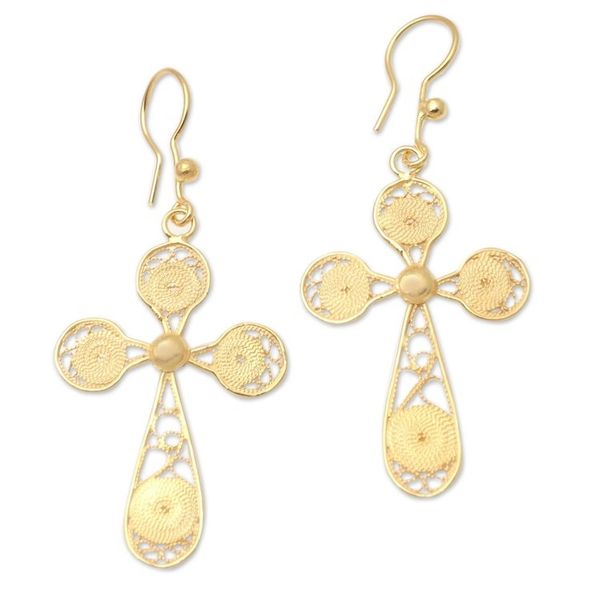 Alternate image for Handmade Gold-Plated Dangle Earrings Calm Peak