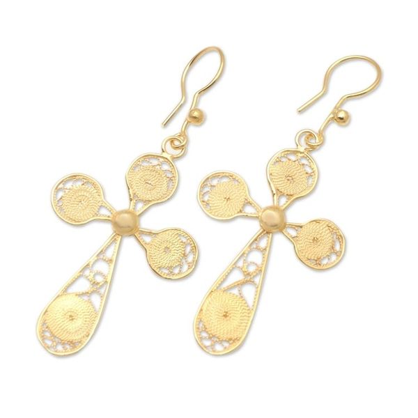 Alternate image for Handmade Gold-Plated Dangle Earrings Calm Peak