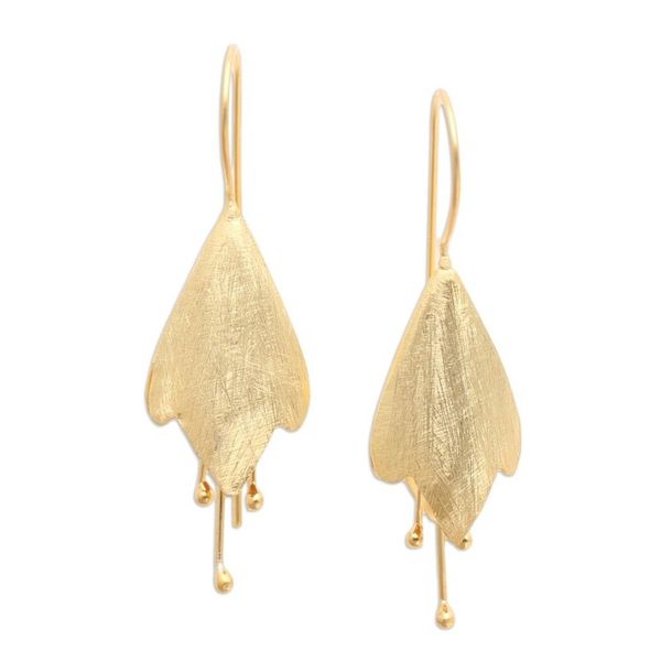 Alternate image for Gold-Plated Floral-Motif Drop Earrings Flower Essence