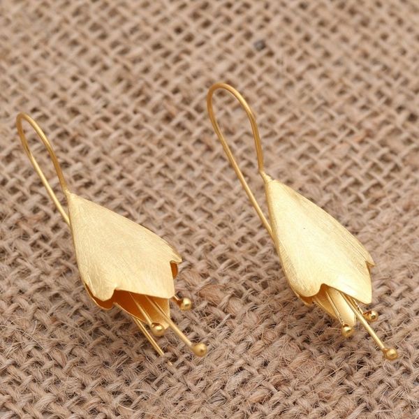 Alternate image for Gold-Plated Floral-Motif Drop Earrings Flower Essence