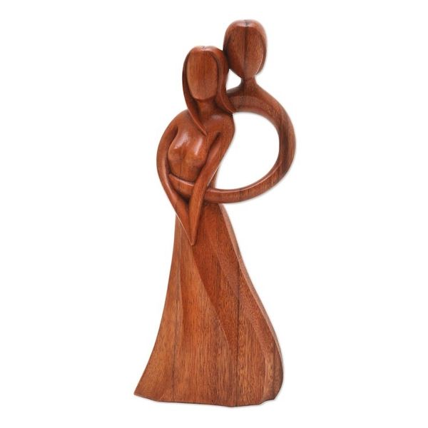 Alternate image for Artisan Crafted Suar Wood Romantic Statuette from India Fairytale