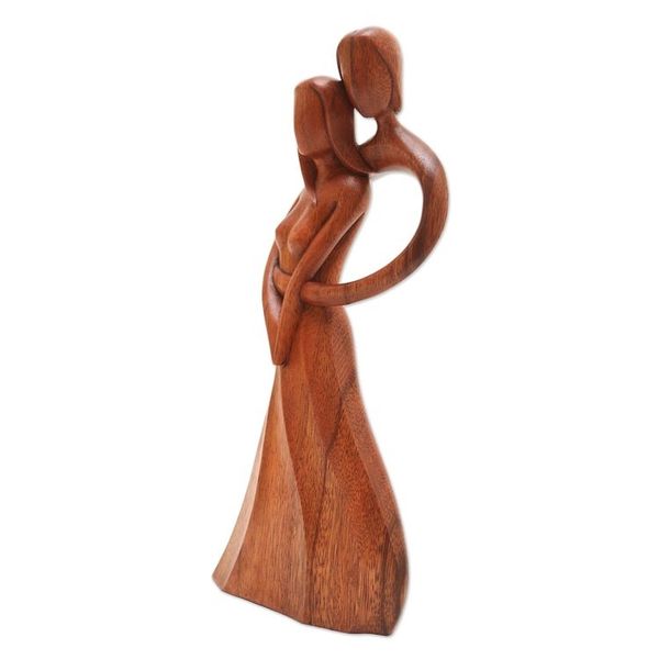 Alternate image for Artisan Crafted Suar Wood Romantic Statuette from India Fairytale