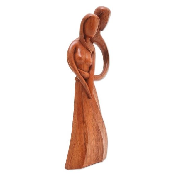 Alternate image for Artisan Crafted Suar Wood Romantic Statuette from India Fairytale