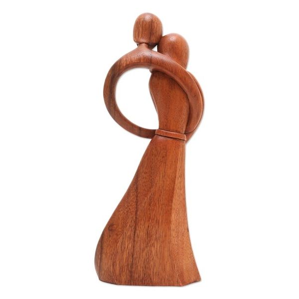 Alternate image for Artisan Crafted Suar Wood Romantic Statuette from India Fairytale