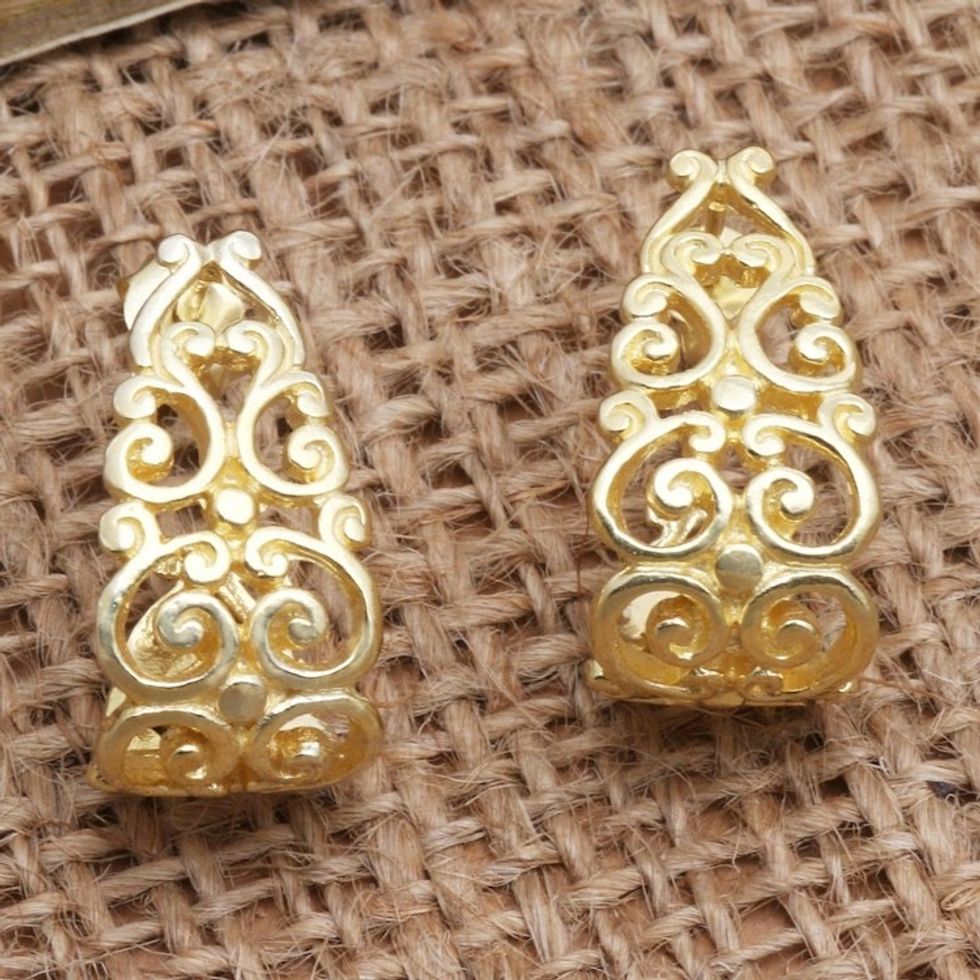 Hand Made Gold-Plated Drop Earrings 'Golden Tangle'