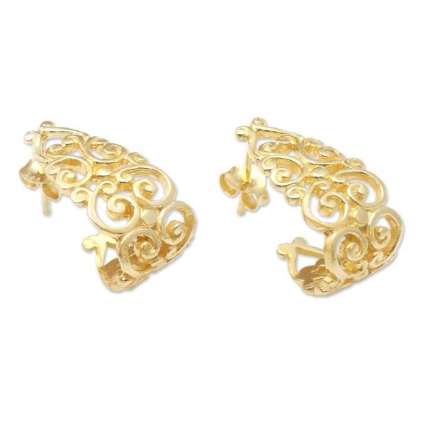 Alternate image for Hand Made Gold-Plated Drop Earrings Golden Tangle