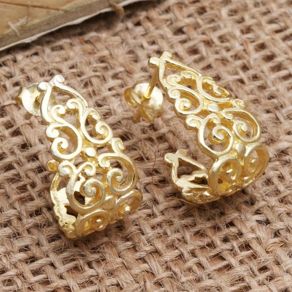 Alternate image for Hand Made Gold-Plated Drop Earrings Golden Tangle