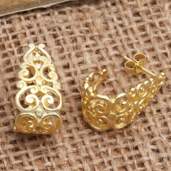 Alternate image for Hand Made Gold-Plated Drop Earrings Golden Tangle