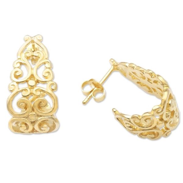 Alternate image for Hand Made Gold-Plated Drop Earrings Golden Tangle