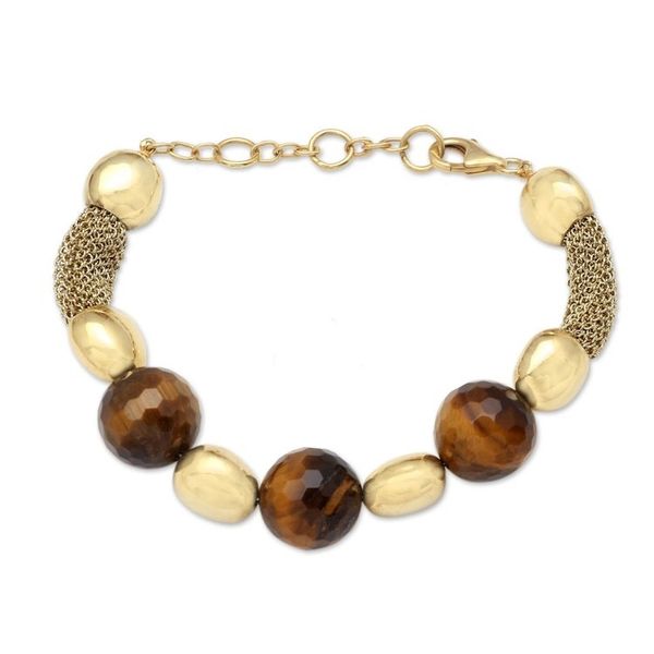Alternate image for Hand Crafted Gold-Accented Tigers Eye Beaded Bracelet Interplanetary