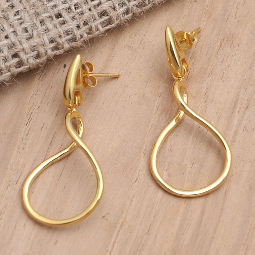 Gold-Plated Brass Dangle Earrings 'Bring My Love'