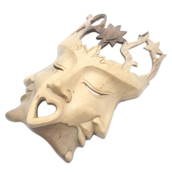 Alternate image for Hand Carved Hibiscus Wood Mask Brahman