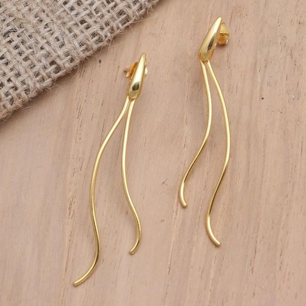 Alternate image for Hand Crafted Gold-Plated Brass Drop Earrings New Rice