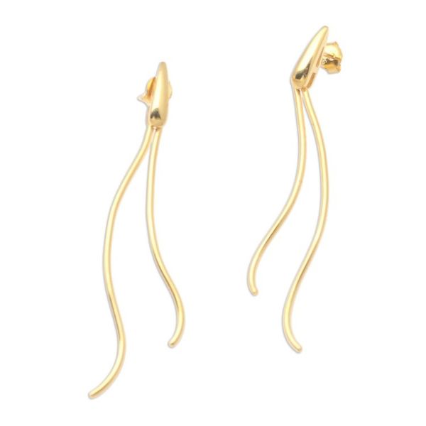 Alternate image for Hand Crafted Gold-Plated Brass Drop Earrings New Rice