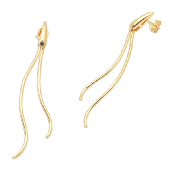 Alternate image for Hand Crafted Gold-Plated Brass Drop Earrings New Rice