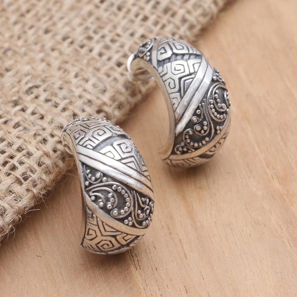 Alternate image for Handmade Sterling Silver Drop Earrings Go Slowly