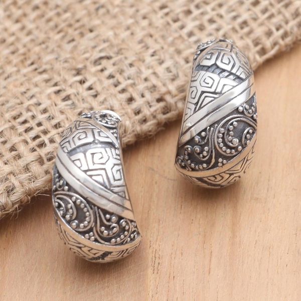 Alternate image for Handmade Sterling Silver Drop Earrings Go Slowly