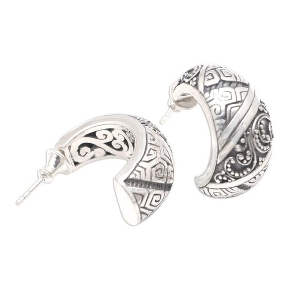 Alternate image for Handmade Sterling Silver Drop Earrings Go Slowly