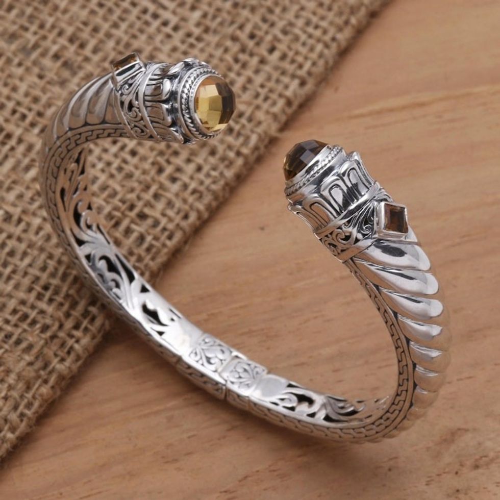 Artisan Crafted Citrine Cuff Bracelet 'Aspire'