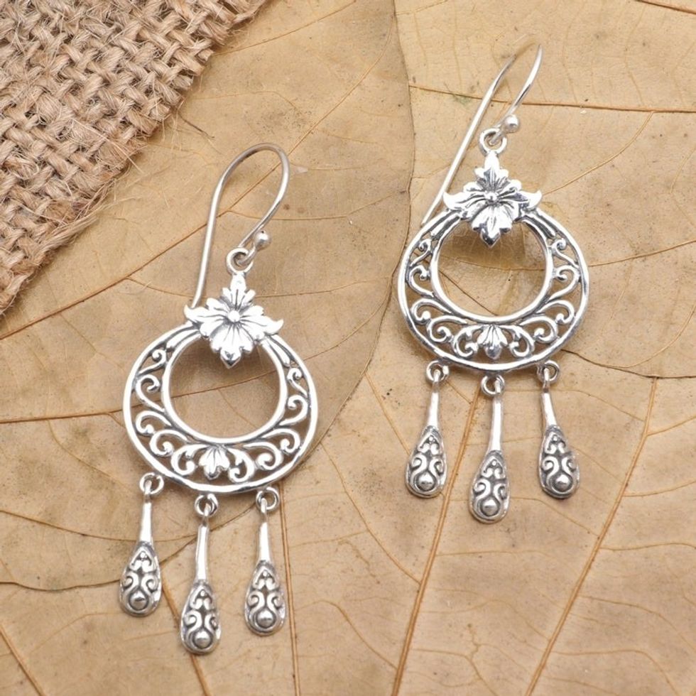 Hand Crafted Sterling Silver Dangle Earrings 'Up with the Sun'