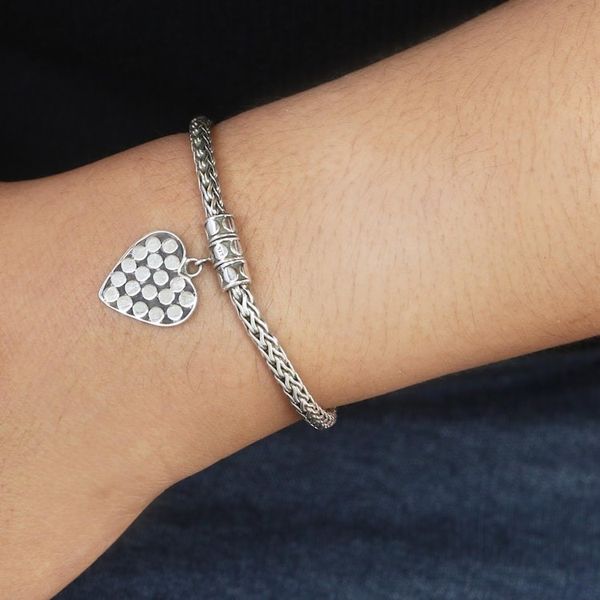 Alternate image for Hand Made Sterling Silver Heart Charm Bracelet Always in Silver