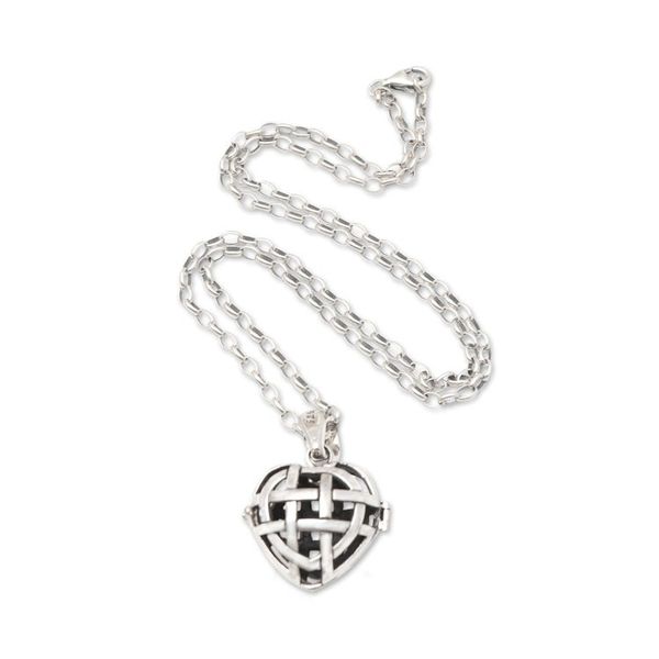Alternate image for Artisan Made Sterling Silver Locket Necklace Love Yourself
