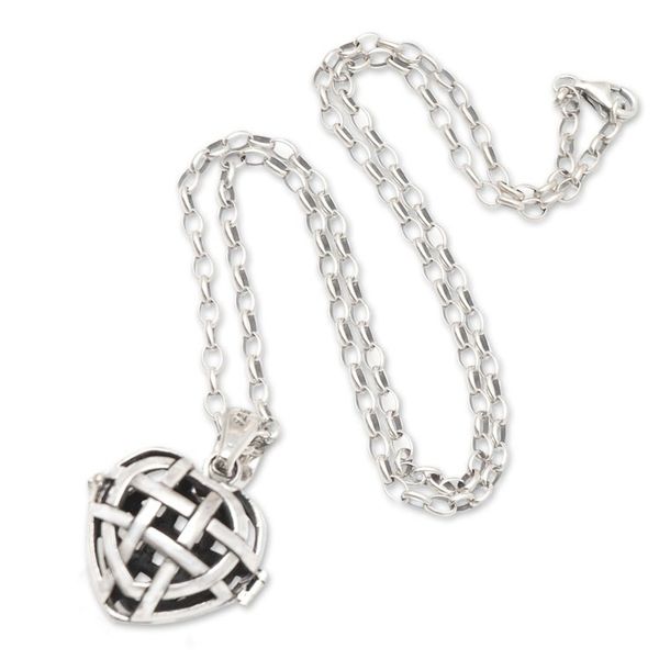 Alternate image for Artisan Made Sterling Silver Locket Necklace Love Yourself
