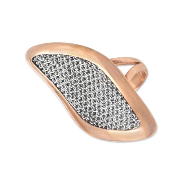 Alternate image for Rose Gold-Plated Brass and Mesh Cocktail Ring Rosy Leaves