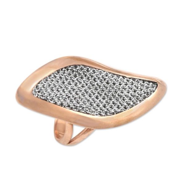 Alternate image for Rose Gold-Plated Brass and Mesh Cocktail Ring Rosy Leaves