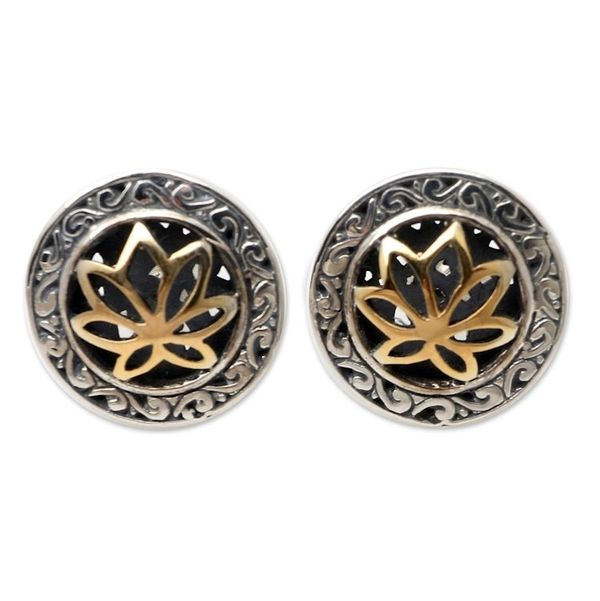 Alternate image for Gold-Accented and Sterling Silver Button Earrings No Longer Alone