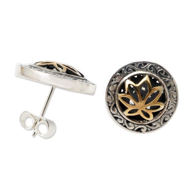 Alternate image for Gold-Accented and Sterling Silver Button Earrings No Longer Alone