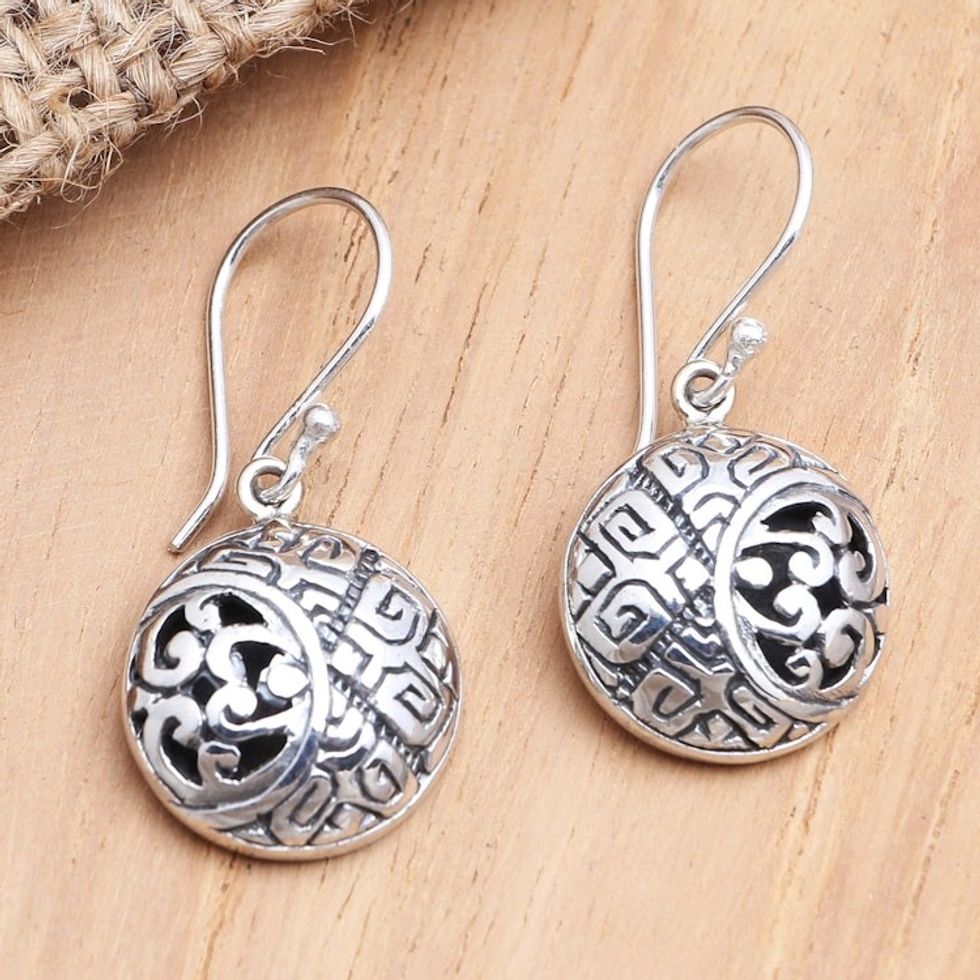Sterling Silver Circular Dangle Earrings 'Silver Hope'