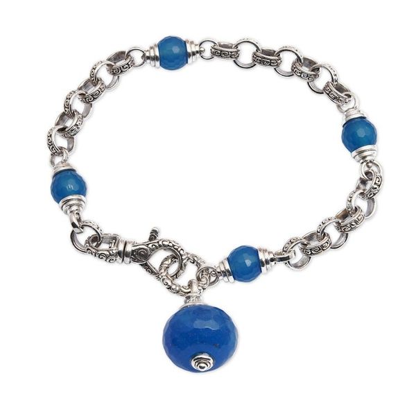 Alternate image for Sterling Silver and Blue Chalcedony Link Bracelet Sublime Blue