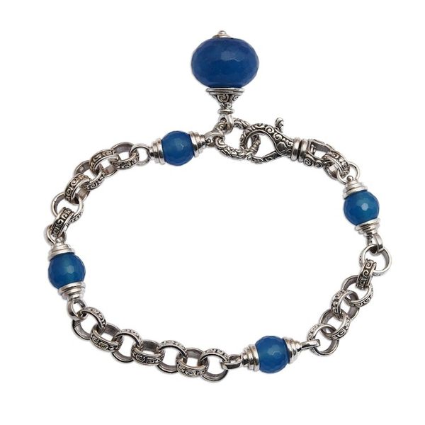 Alternate image for Sterling Silver and Blue Chalcedony Link Bracelet Sublime Blue